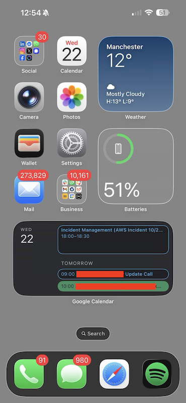 Phone screen with many notifications